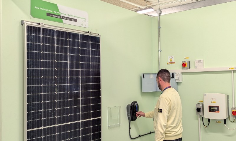 A LSBTC green skills student using the equipment in the workshop